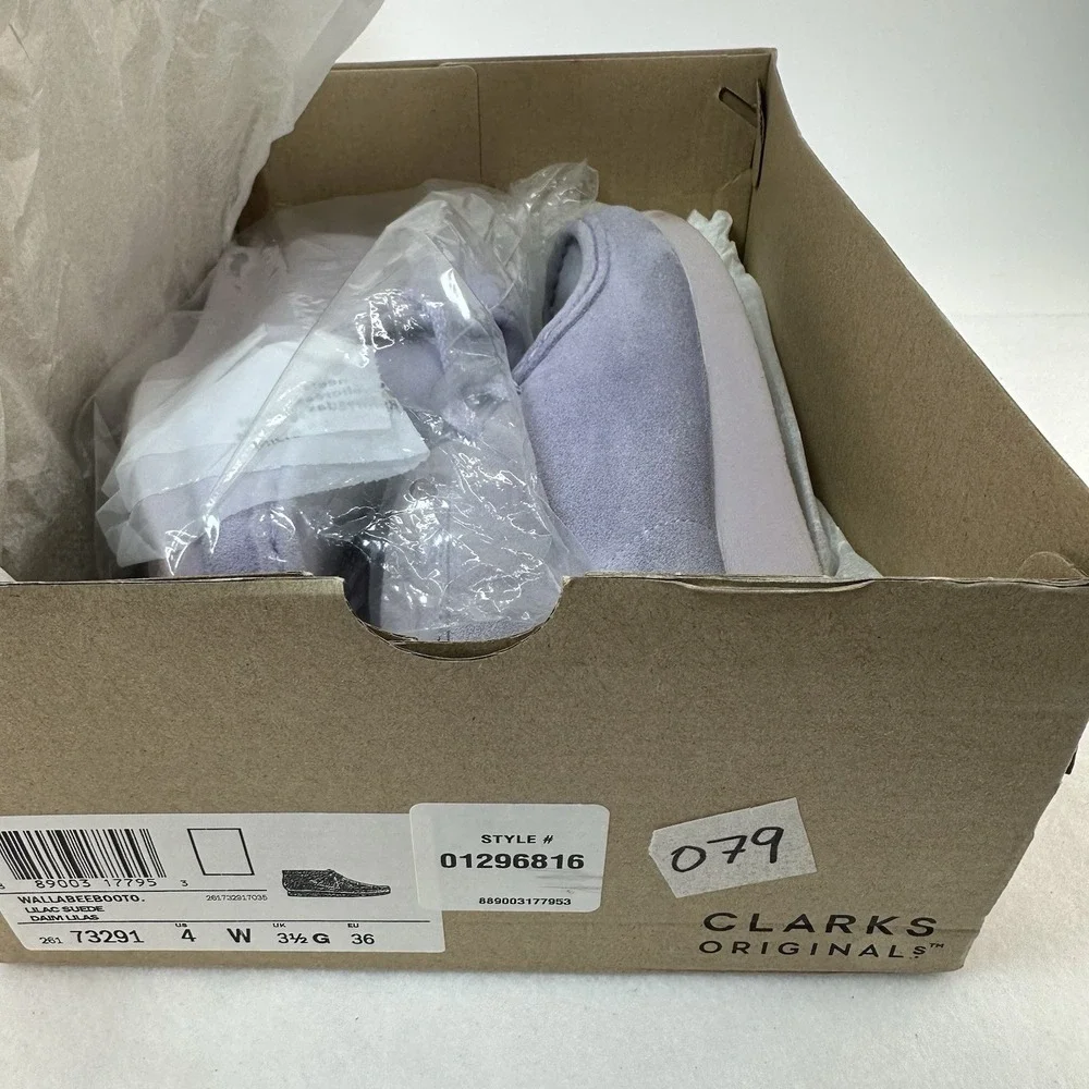 Clarks Originals Wallabee Boot Lilac Suede Women's Size 4 New In Box